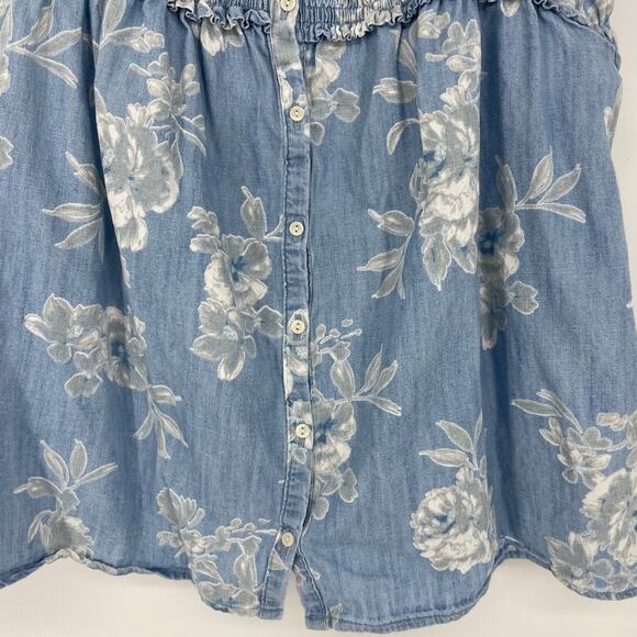 Old Navy Ruched Floral Top Size Medium Tall - Picture 4 of 7